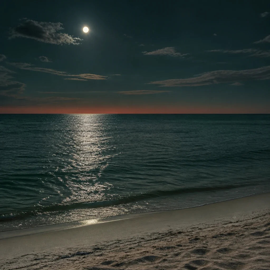 Mer calme sous la lune, symbole de sommeil continu et apaise